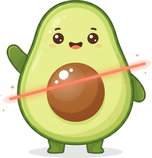 Ray, the KetoRay avocado mascot, waving